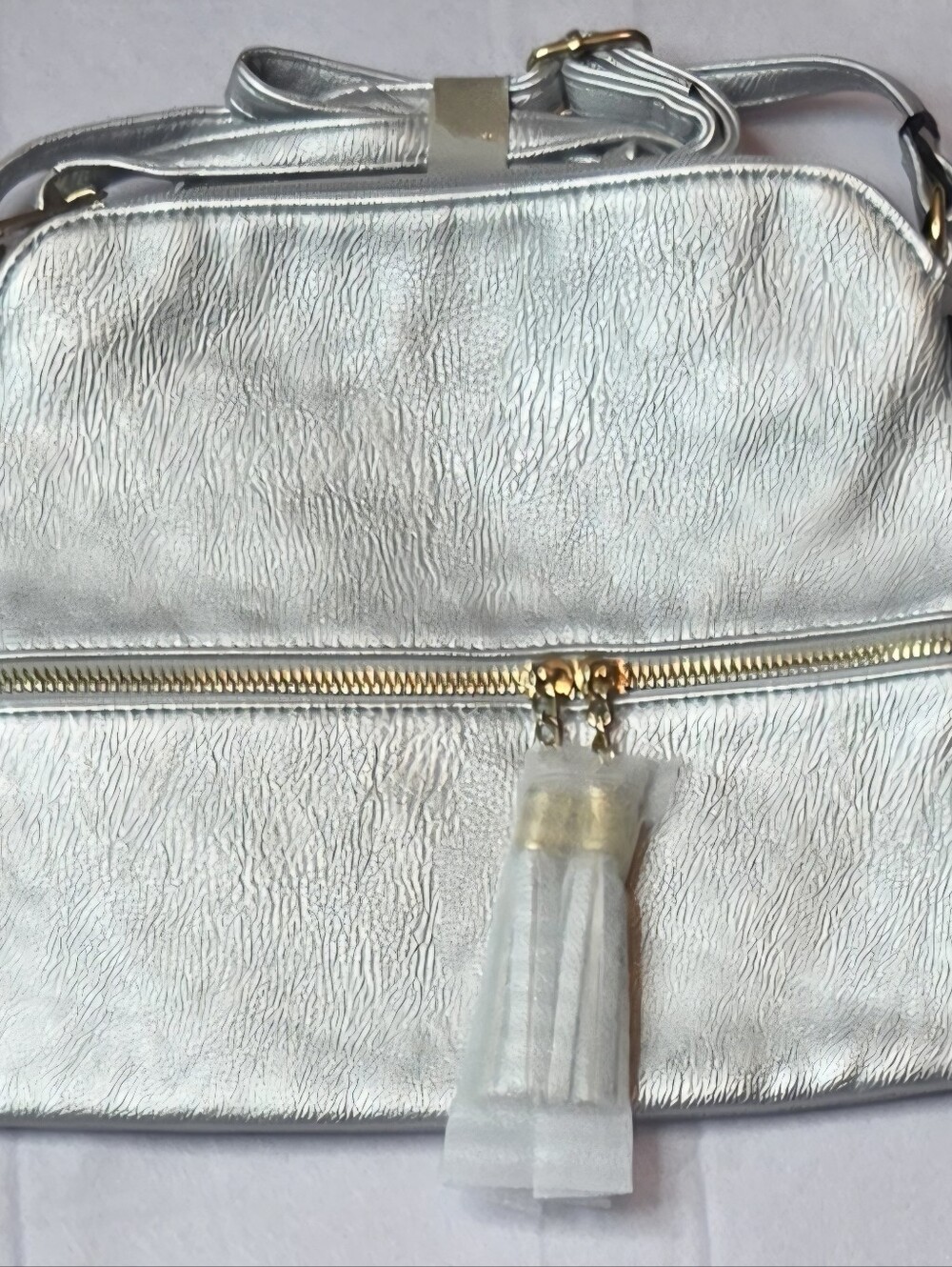 NWT Deluxity Metallic Silver Messenger Shoulder Bag
